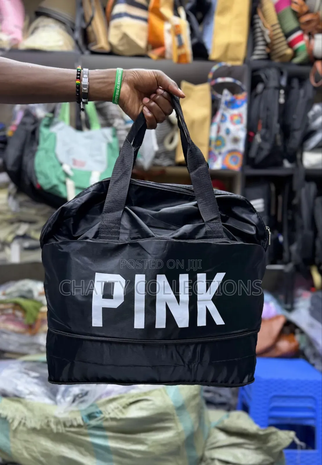 Black (Pink) Waterproof Expandable Bag