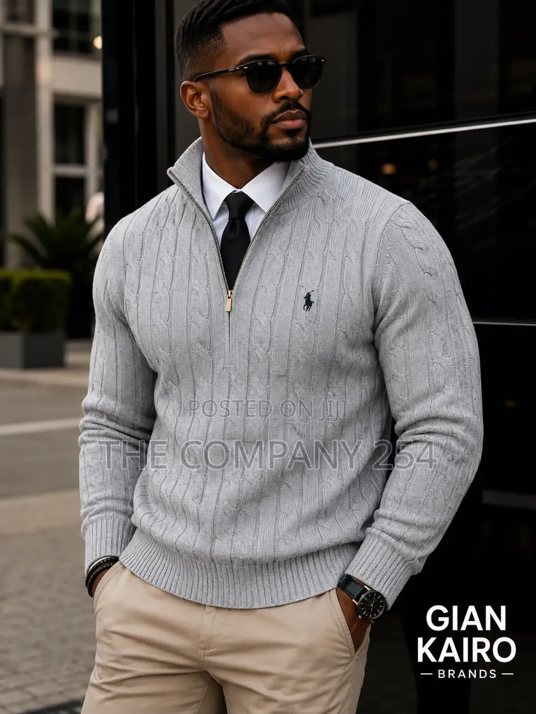 Quality Casual Quarter Zip Knitted Polo Men Official Sweater