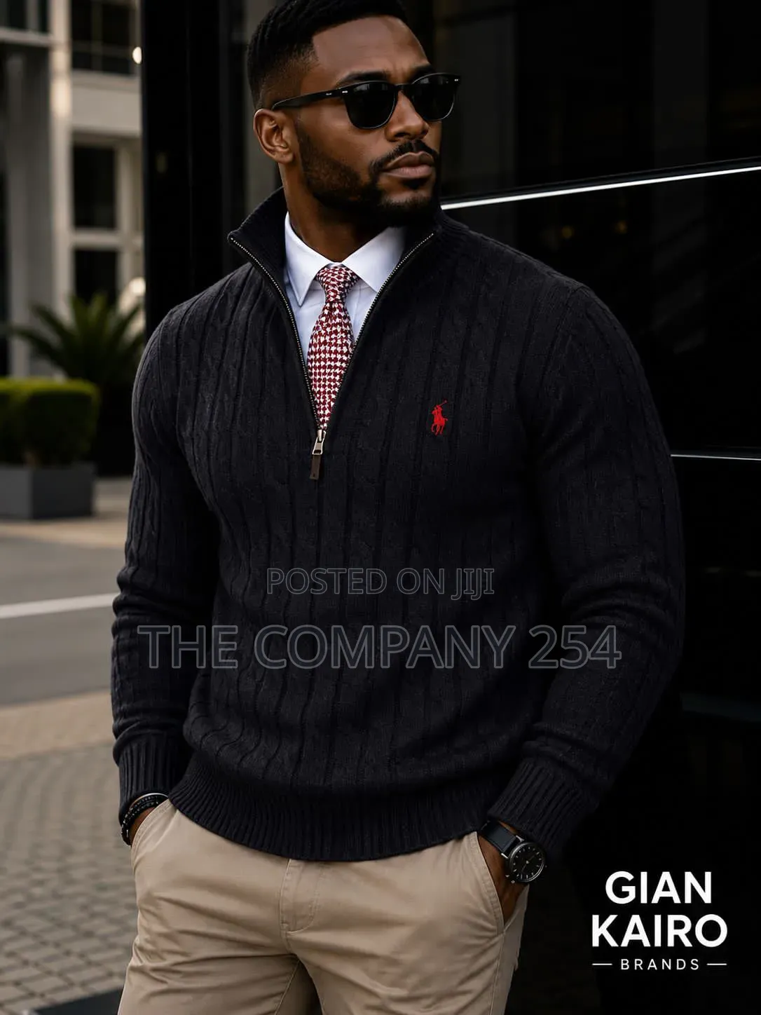 Quality Casual Quarter Zip Knitted Polo Men Official Sweater
