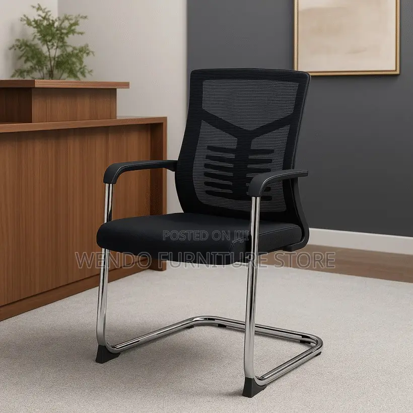 Office Chairs; Fabric Mesh Non Swivel Sled Based Visitors Chairs