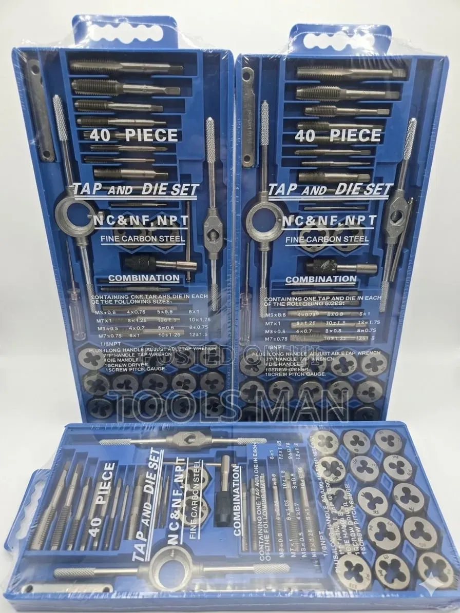 40 Piece Carbon Steel Tap and Die Set for Thread Repair.