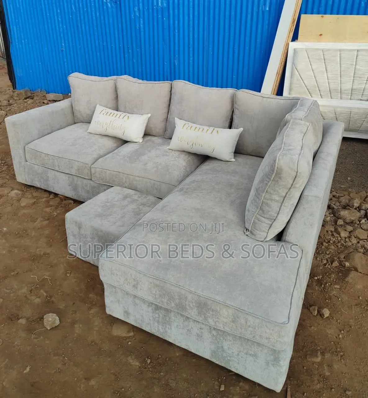 5-Seater Light Grey L-Shaped Sectional Sofa