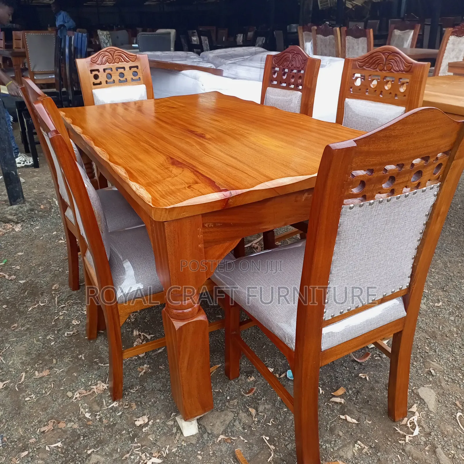 Luxury 6-Seater Solid Mahogany Dining Set - Hand-Carved Brand New