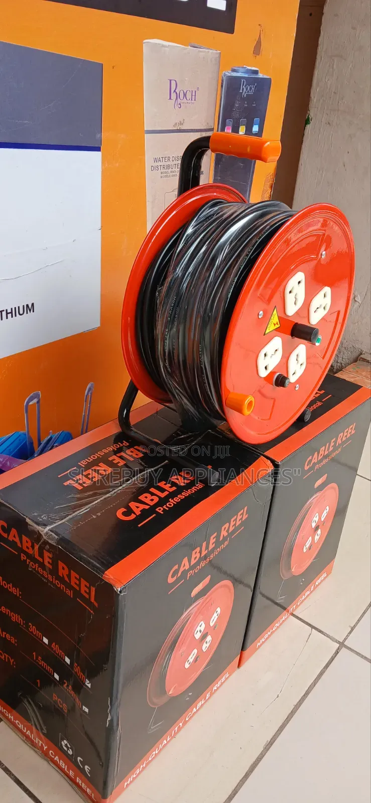Portable 50 Metre Power Extension Reel For Home Worksite