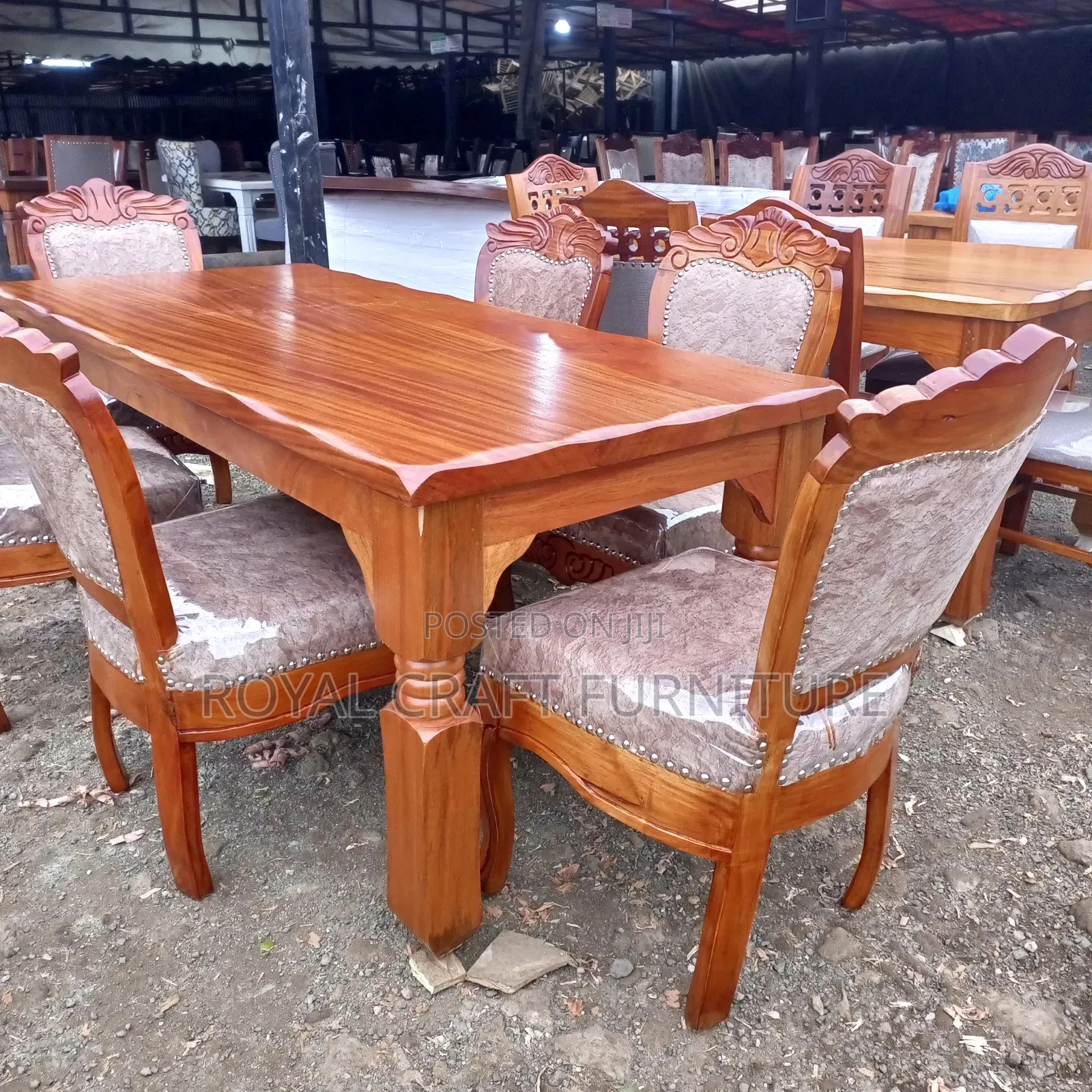Antique 6-Seater Solid Mahogany Dining Set - Royal Design