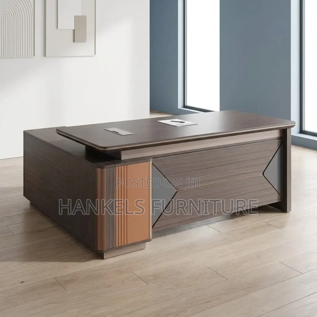 1.6m Grey Oak Executive Modern Desk – Spacious and Durable Workstation