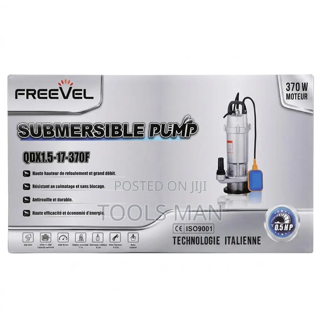 Freevel 0.5hp Submersible Water Pump (Qdx1.5-17-370f) - 370w Motor