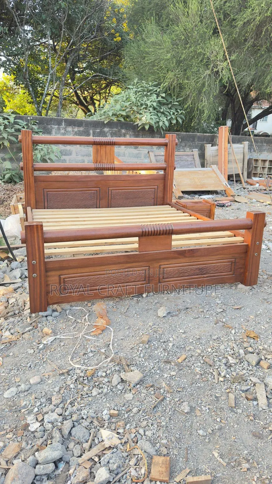 Pure Mahogany King Size Bed (6x6) - Modern Heavy Duty