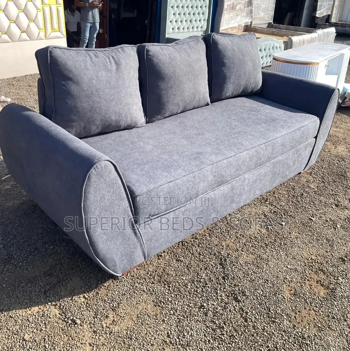 Grey 3 Seater Butterfly Sofa