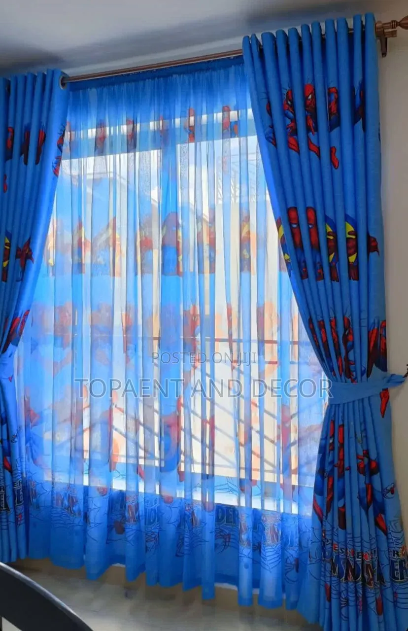 Kids Cartoon Blue Curtains