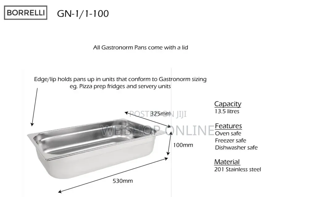 Stainless Steel Single Chaffing Dish Tray Inserts
