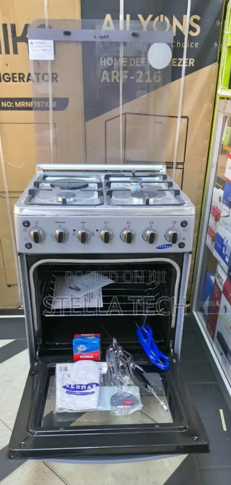 Ecomax Standing Cooker 60×60 3g + 1 Electric Hot Plate Electric Oven