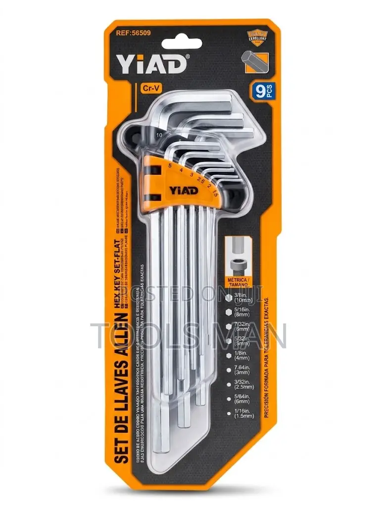9-Piece Cr-v Hex Allen Key Set (1.5-10mm) - Heavy Duty Durability