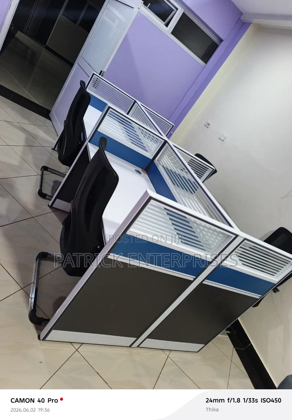 Imported Modern Four 4 Way Workstation White-Blue