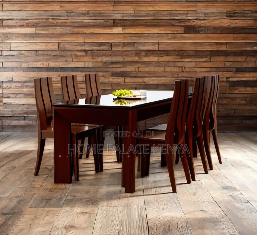 Dining Set: Mahogany Premium Wooden Dining Table Set With 6 Chairs