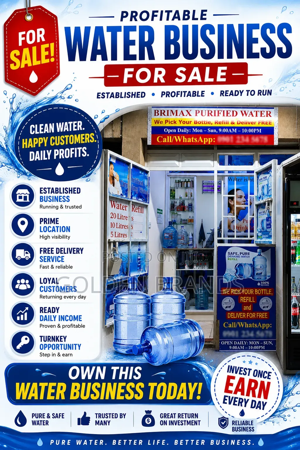 Brimax Purified Water Shop for Sale --Kahawa Wendani, Thika Road!