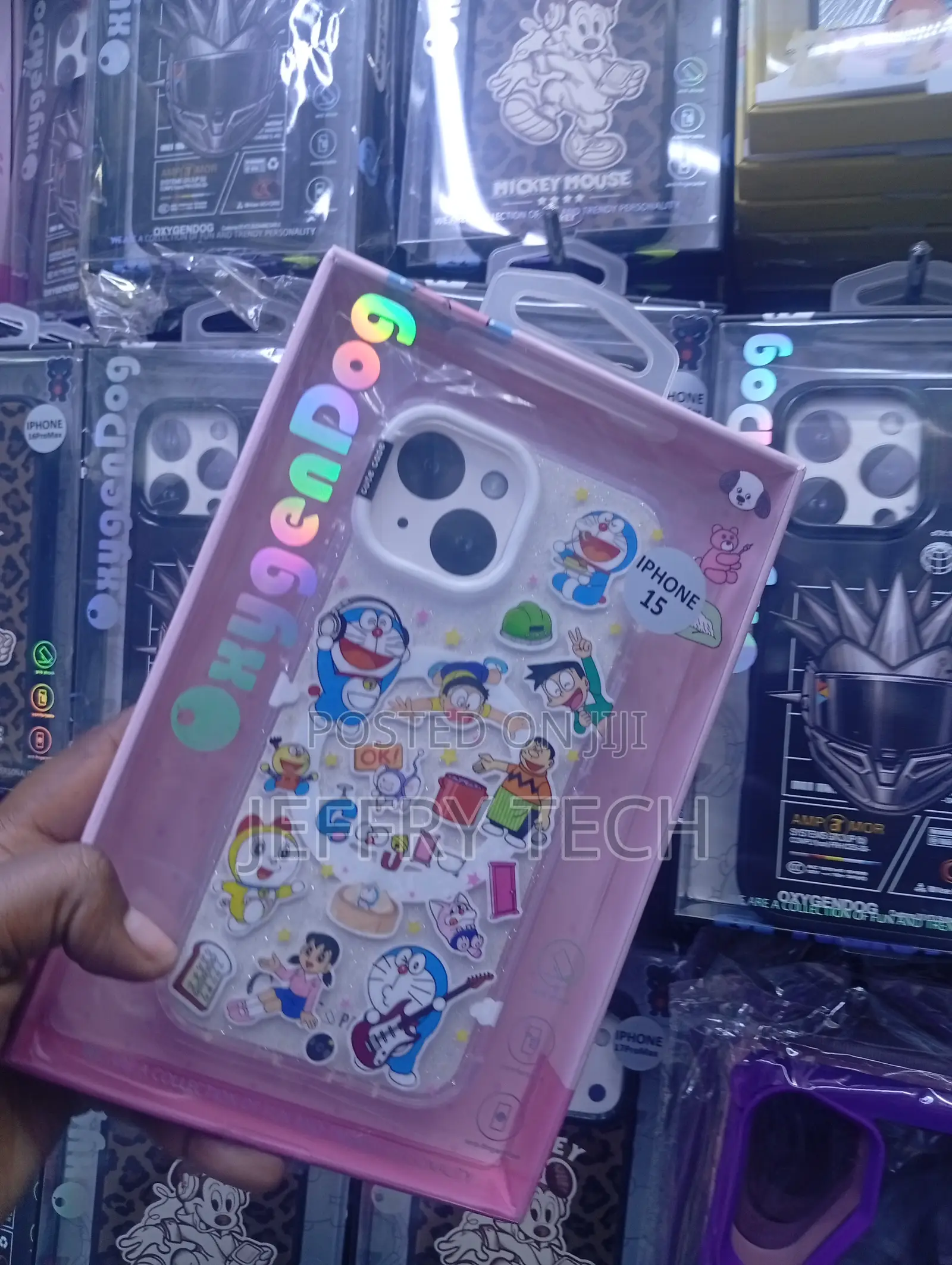 iPhone 15 Doraemon-Themed Cartoon Stickers Case