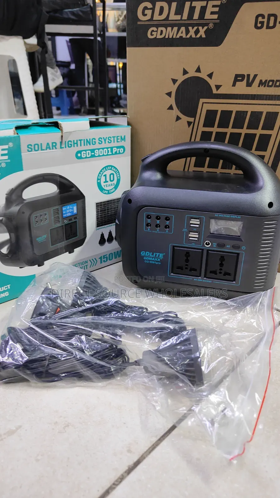 Gdlite Gdmaxx 150w Solar Kit With 2 Ac Outlets 3 Led Bulbs. High Md