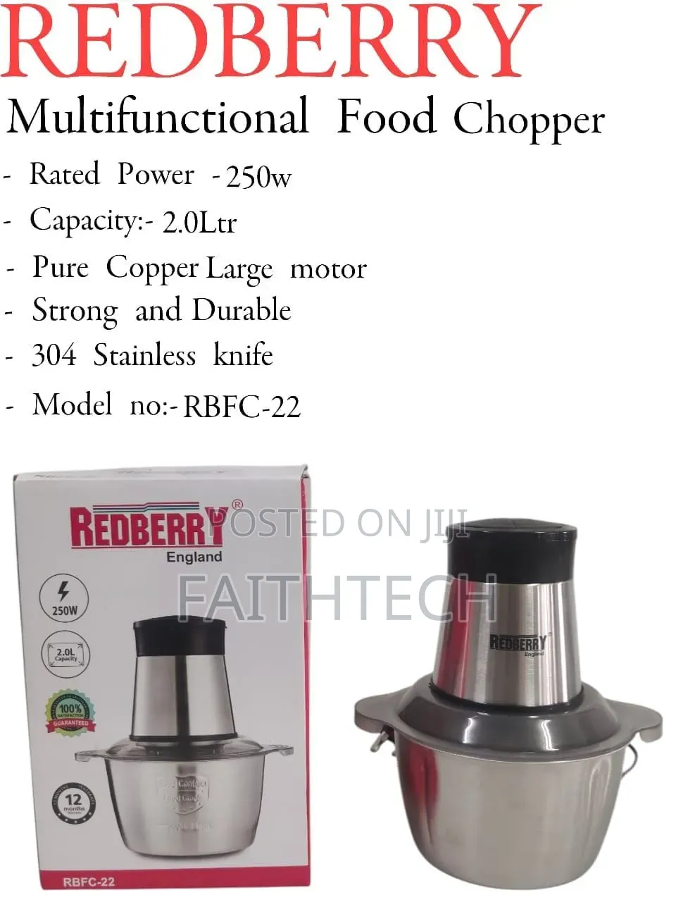 Redberry Premium Range of Food Chopper RBFC - 22 [ 2 LTR ]