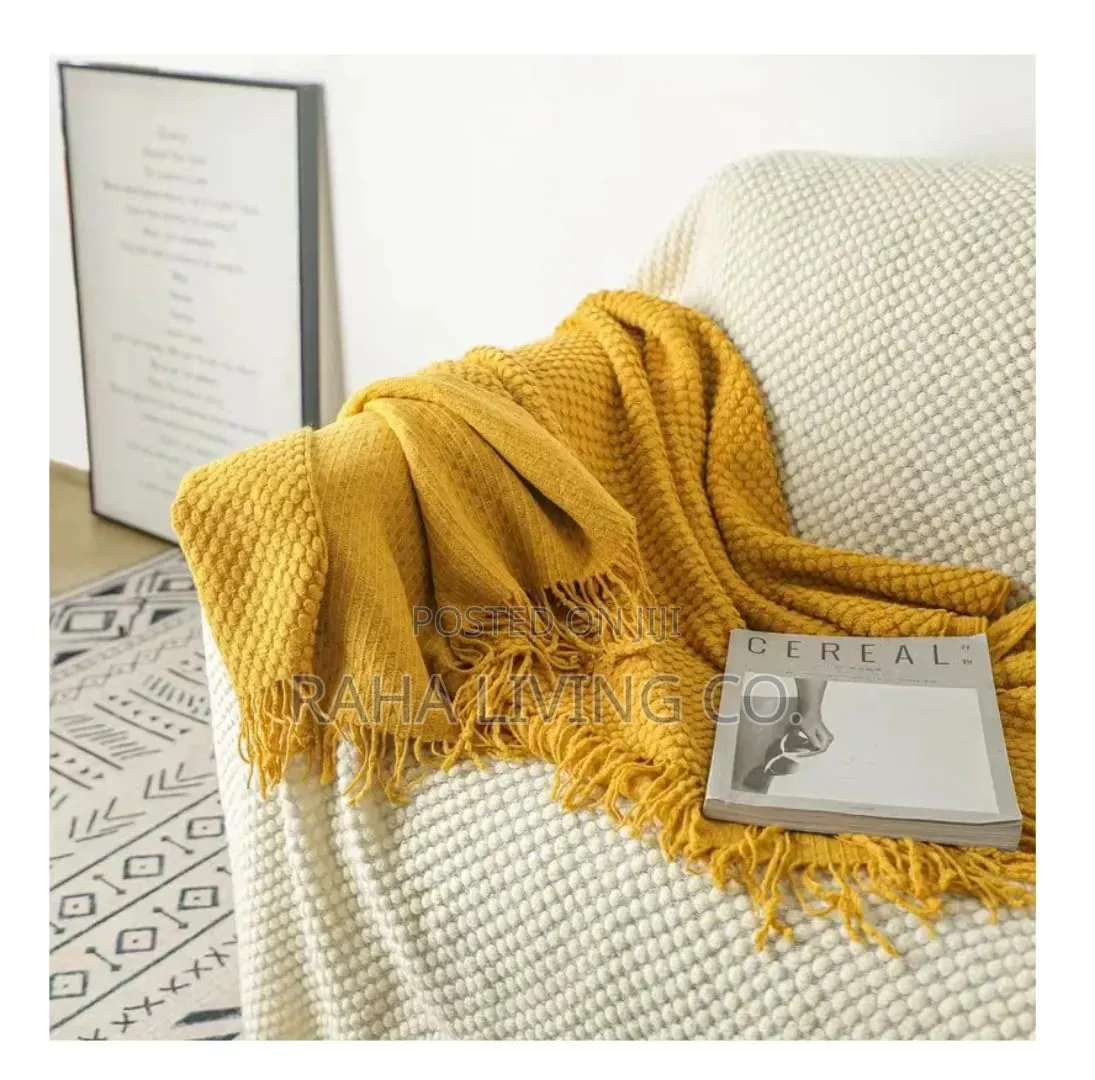 Knitted Tassel Throw Blanket – Acrylic Cashmere | 163x183cm