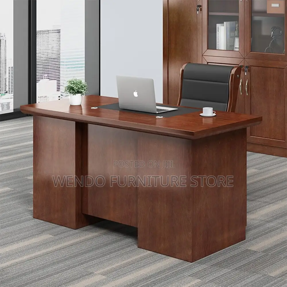 Office Desk; 1400mm Brown Executive Mahogany Wooden Desks