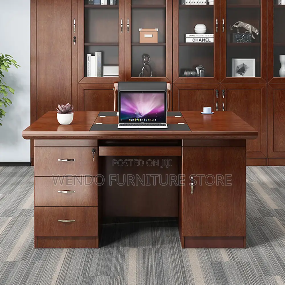Office Desk; 1400mm Brown Executive Mahogany Wooden Desks
