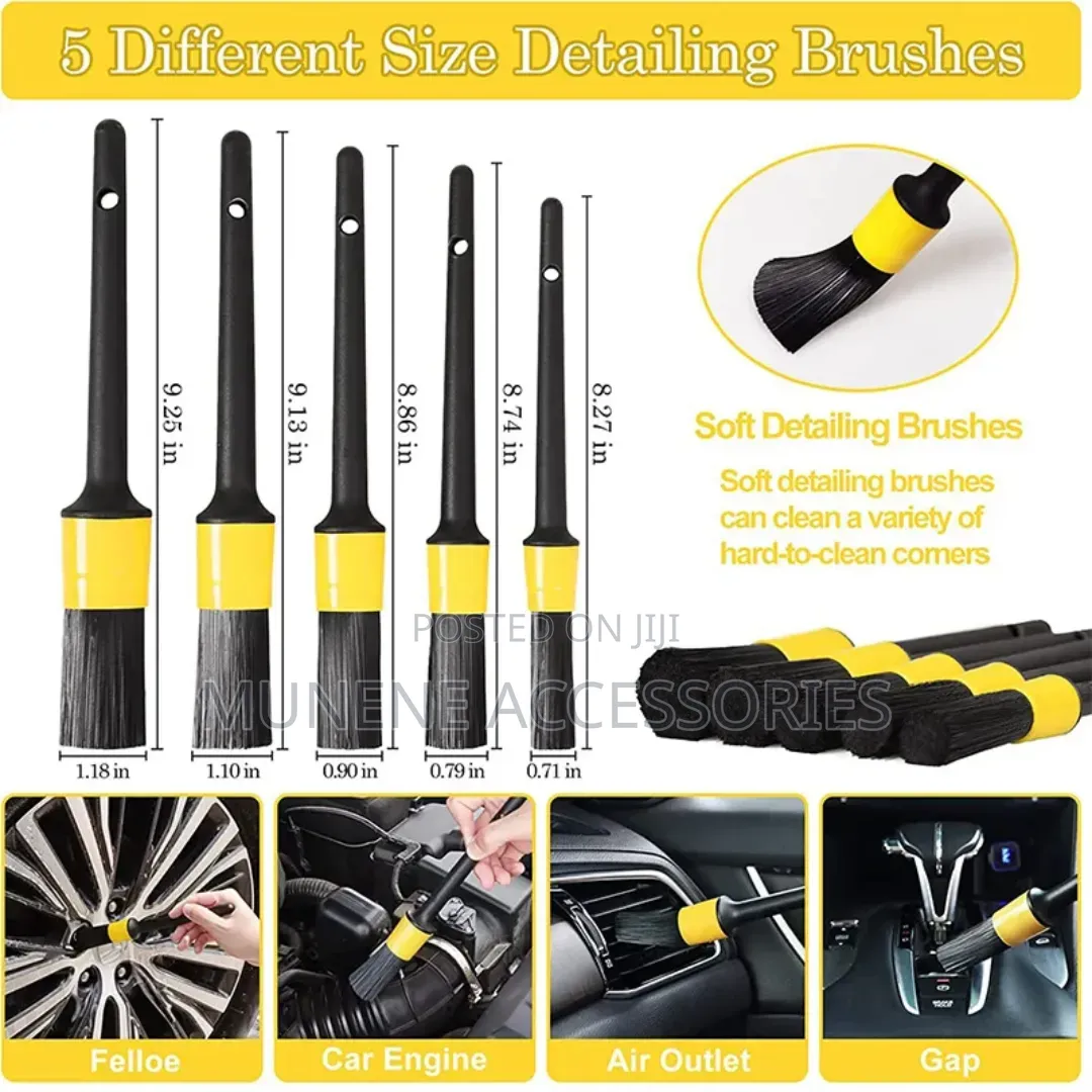 17pcs Car Wash Cleaning Kit Drill Clean Brush, Wire Brush, Carry Bag
