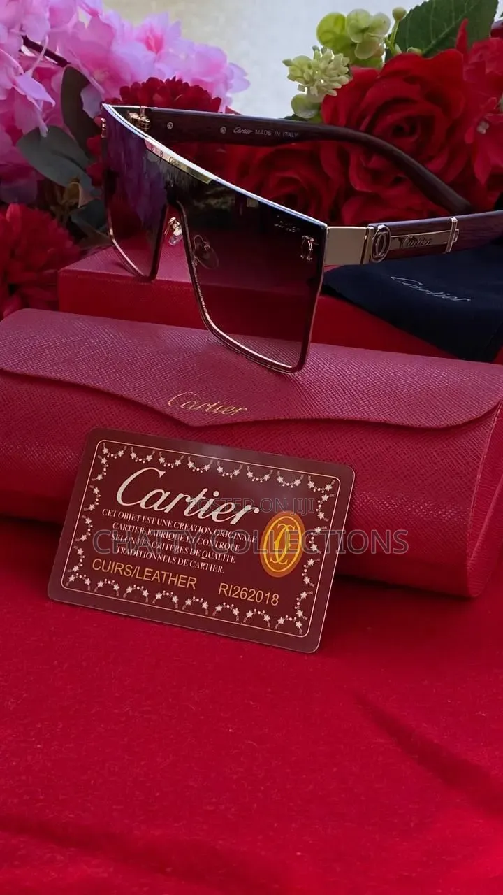 Brown 100% Uv Protection Unisex Cartier Designer Sunglasses