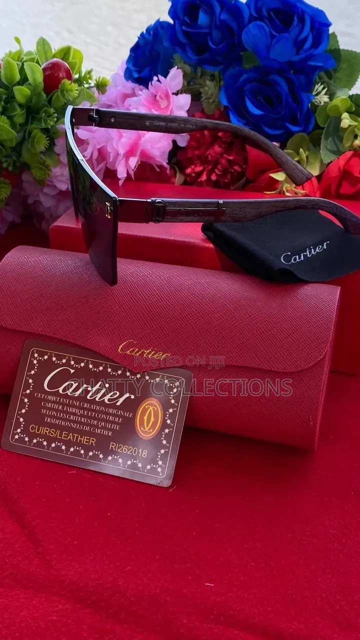 Brown 100% Uv Protection Unisex Cartier Designer Sunglasses