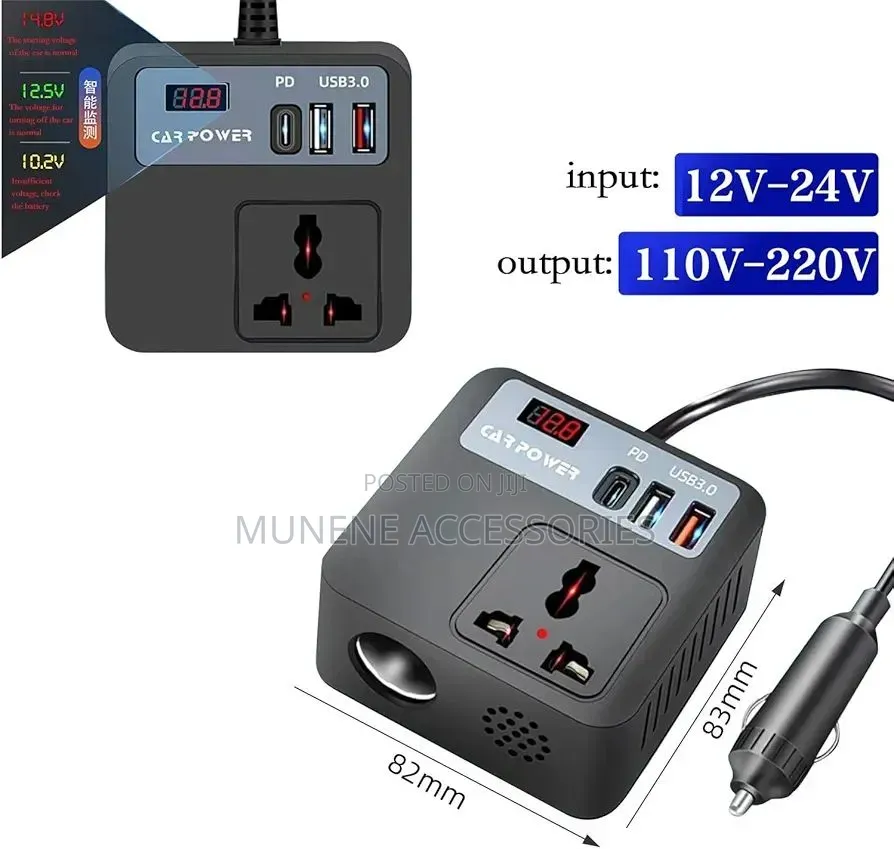 Car Inverter 12v 24v to 110v 220v Charger Power Converter 100w Usb C