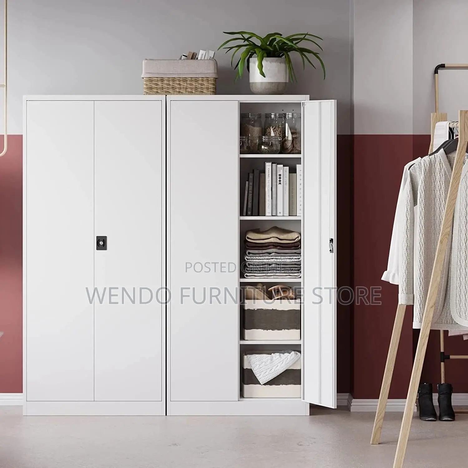 Office Cabinet Two Doors Grey Color Filing Cabinet