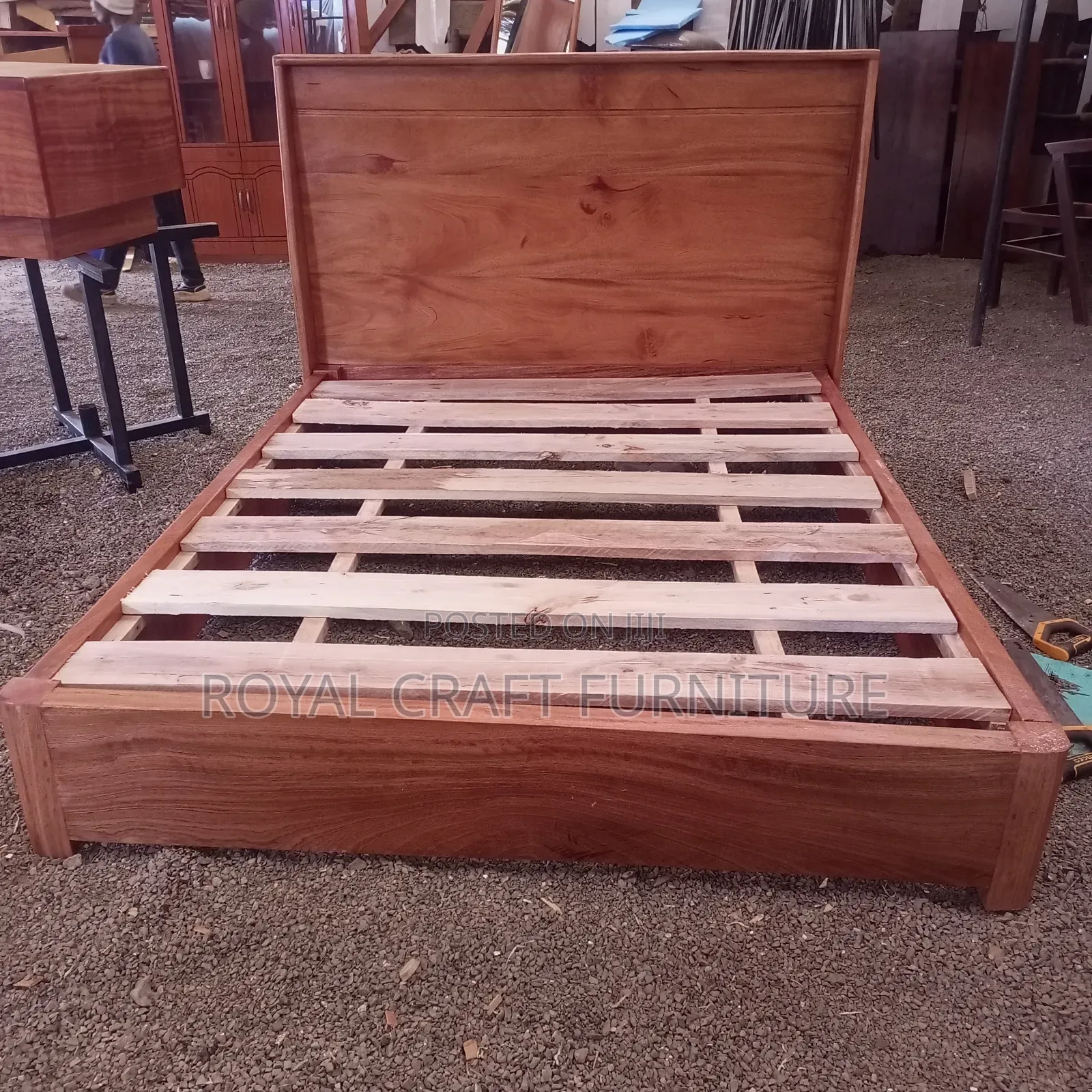 Modern Minimalist Solid Mahogany Bed Frame - Clean Design
