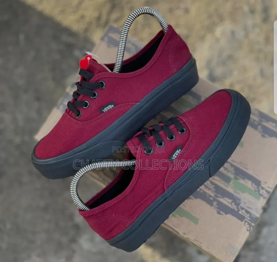 Maroon and Black Unisex Vans Shoes Sizes 38 to 45