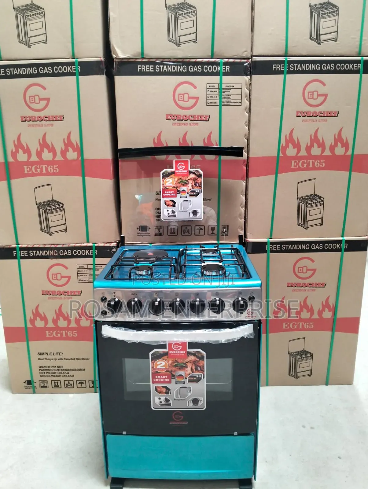 60*65 Eurochef Free Standing 3 Gas +1 E Cooker With Electric Oven