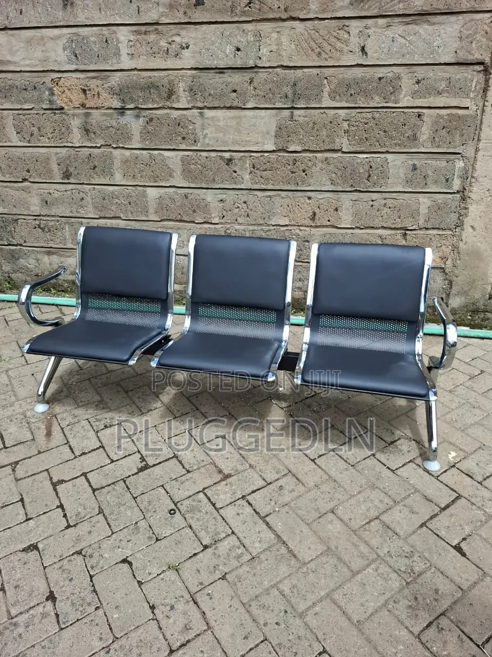 Padded 3-Seater Metal Waiting Bench