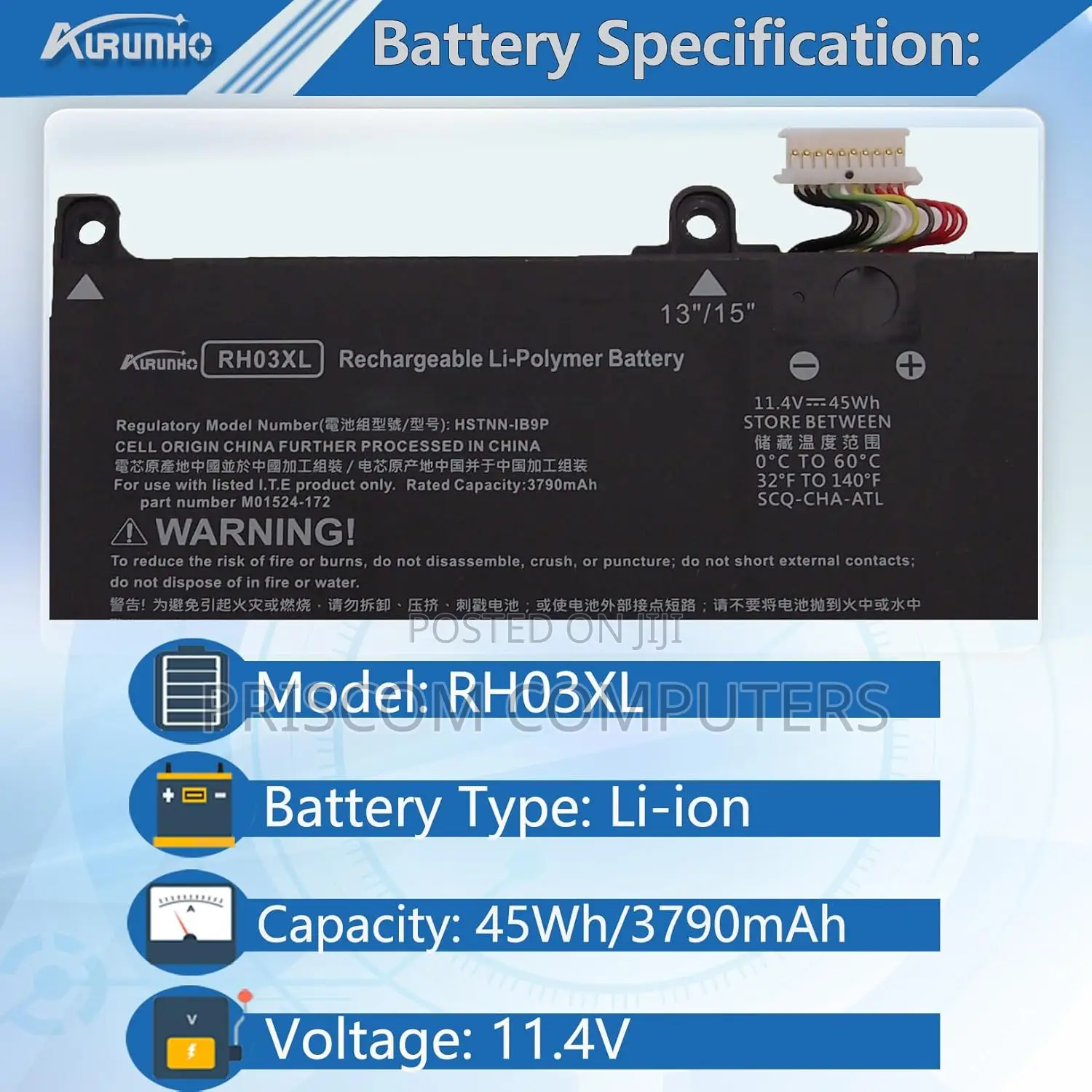 Rh03xl Battery Hp Probook 430 440 445 450 455 630 640 650 G8 G9 G10