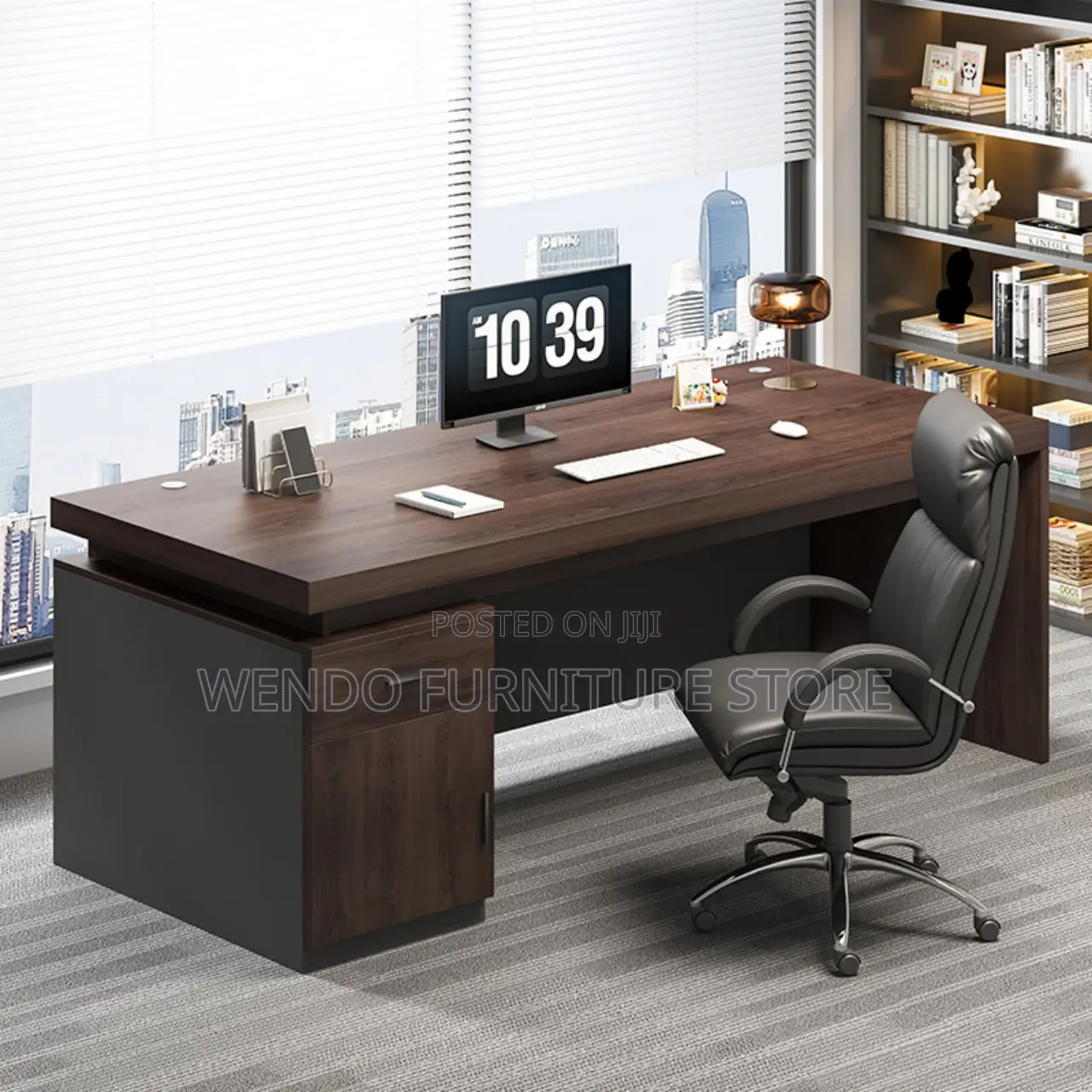 Office Desk; 1400mm Home Office Desk With Books Drawers