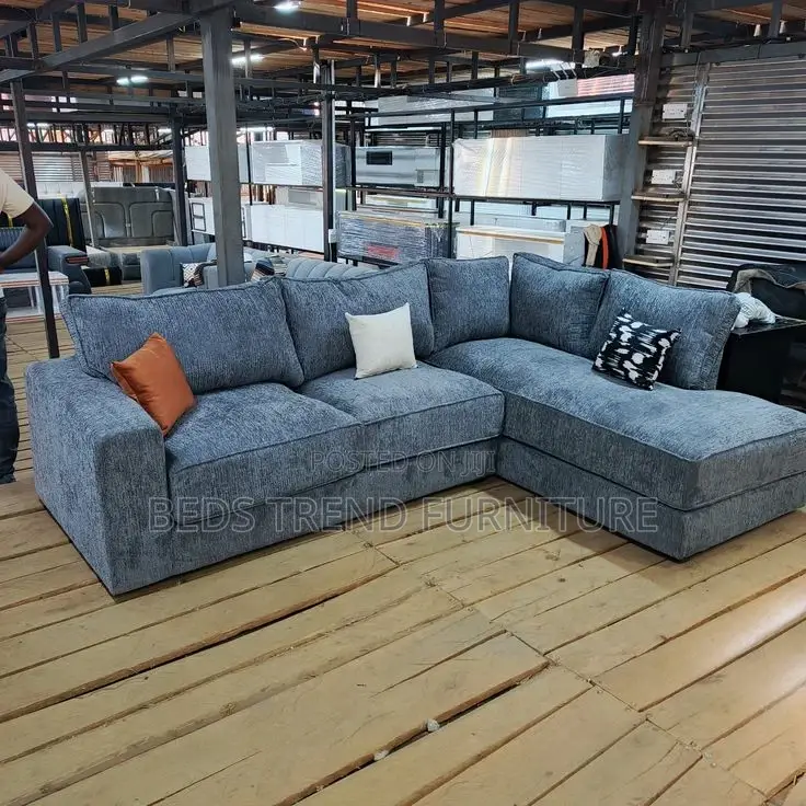 L Seat Dark Grey 6-Seater Sofa With Cushions