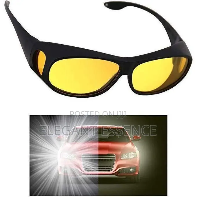 2pcs Set Dark Coloured Anti Glare Night Vision Driver Goggles