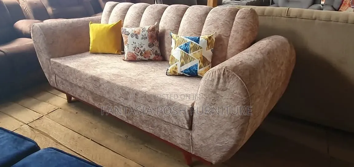 Cream Modern 3 Seater Sofa