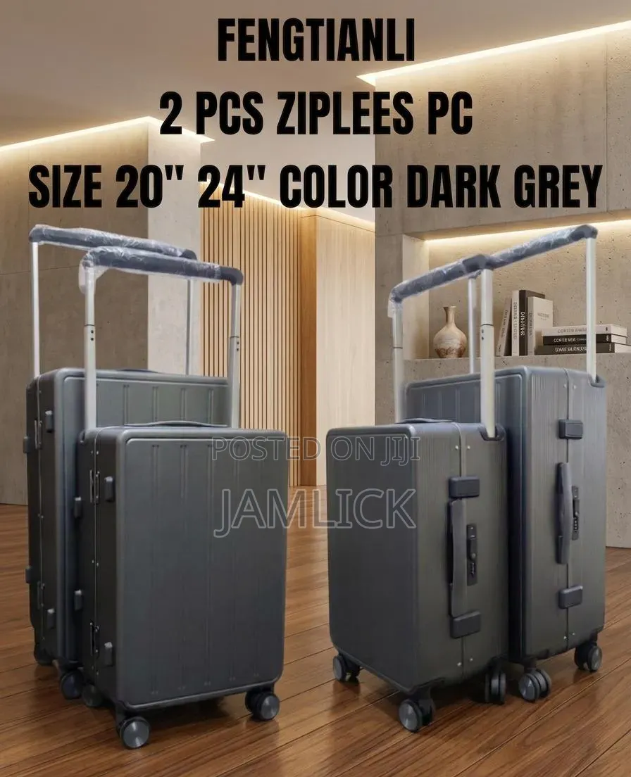 Dark Grey 2pcs Zipless Suitcase Set (20" 24")