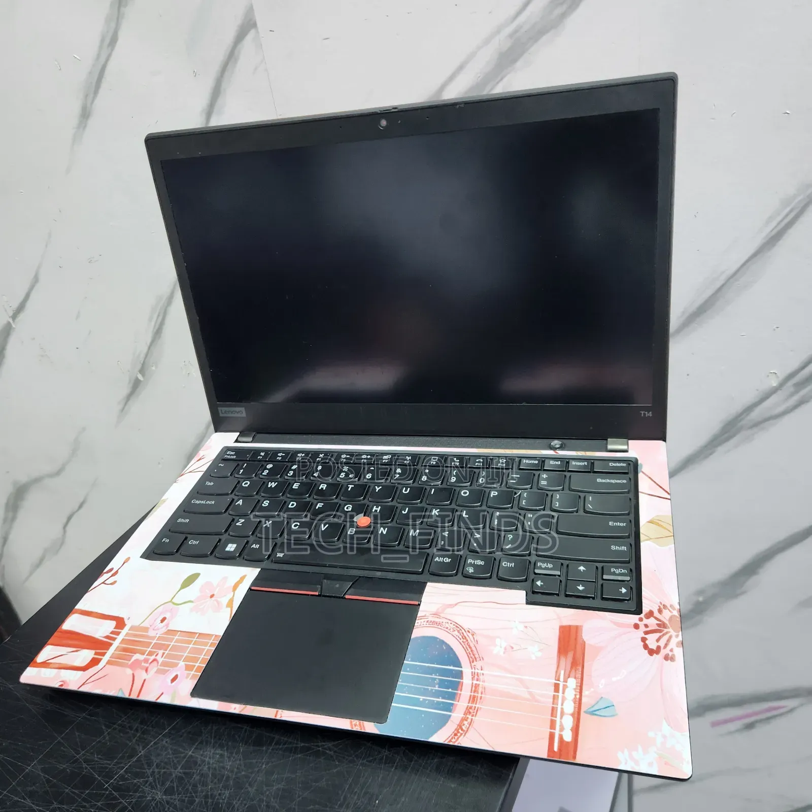 Pastel Floral and Acoustic Guitar Design Laptop Skin