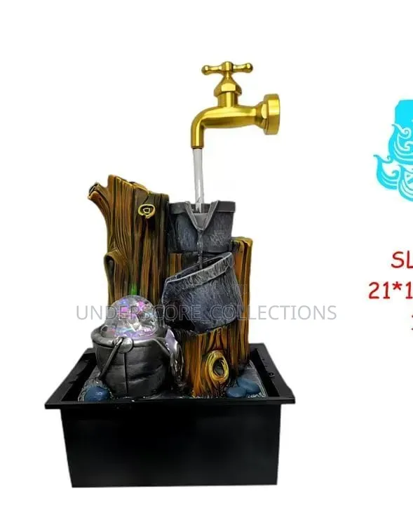 *Vintage Bucket Led Tabletop Fountain With Floating Faucet