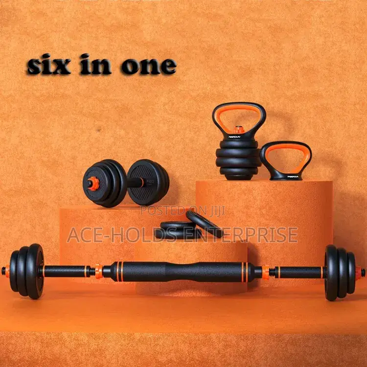 6 in 1 Quality Rubber Coated Kettlebell - 50kgs (Orange-Balck)