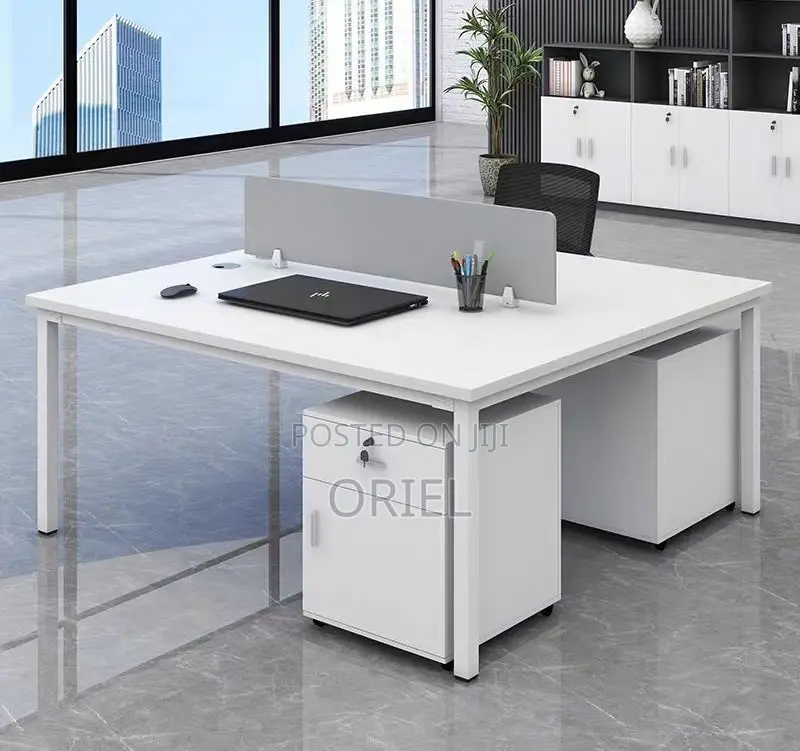 Office Workstation : Modern 2-way White Office Workstation.
