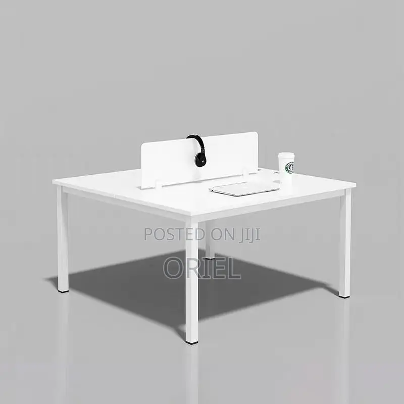 Office Workstation : Modern 2-way White Office Workstation.