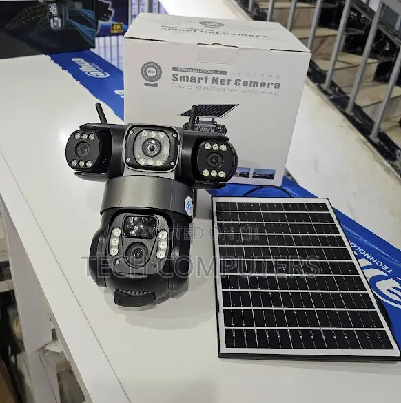 Wifi Triple Lens Solar CCTV Camera 360 Degrees 3mp Full Hd