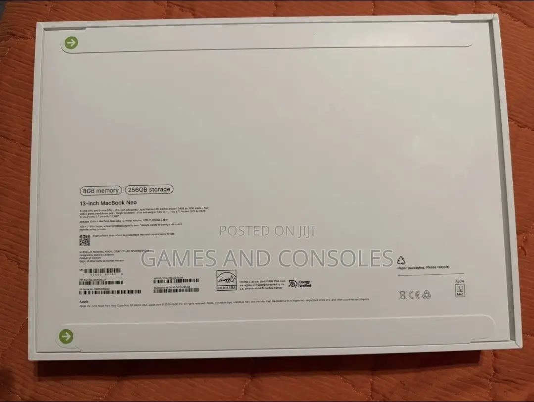 New Laptop Apple MacBook Neo 2026 8GB SSD 512GB