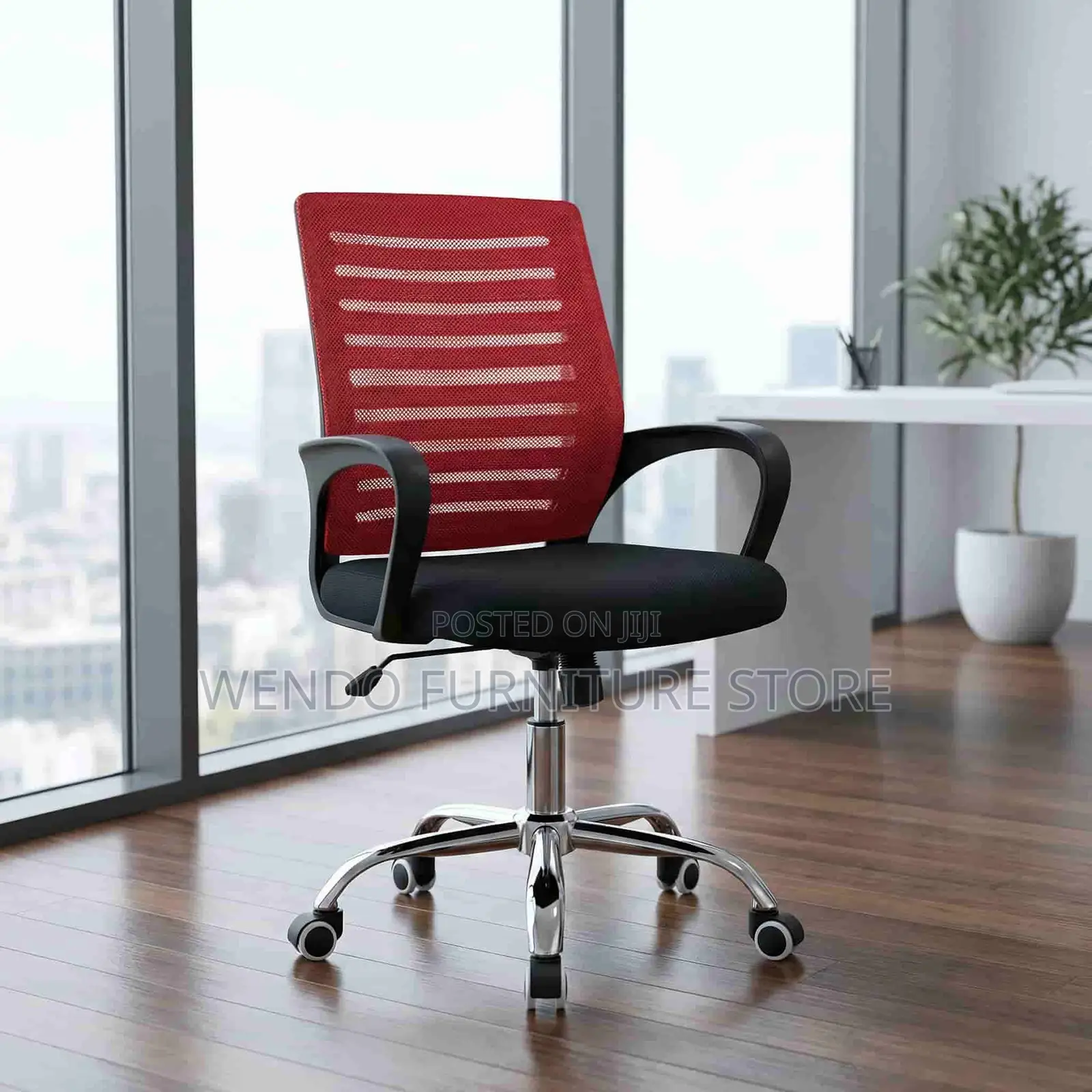 Office Chair : Red Strong Mesh Office Seat
