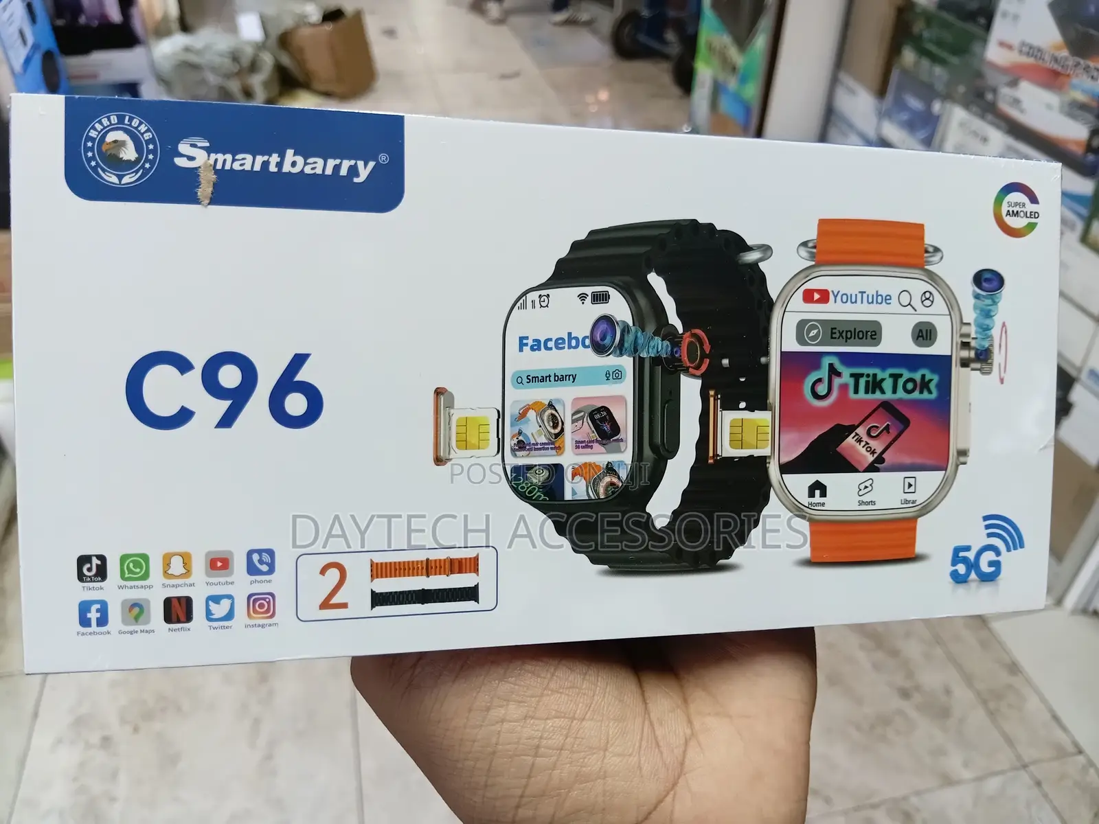 Smartberry C96 Smartwatch With Rotating Camera and 5g Sim Card Slot.